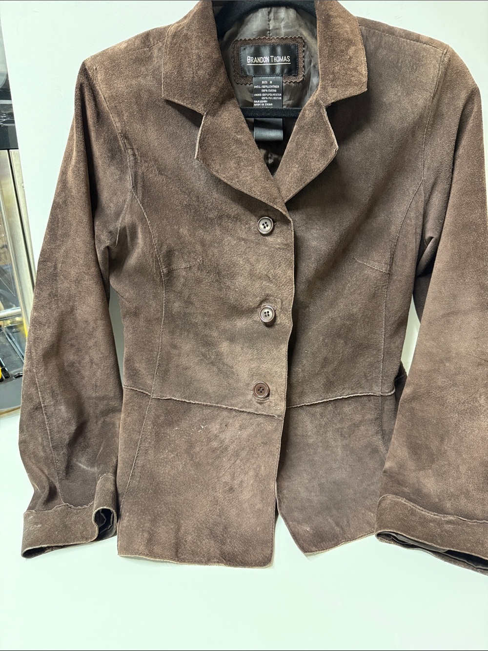 Brandon Thomas Brown Suede Tailored Button Jacket Y2K